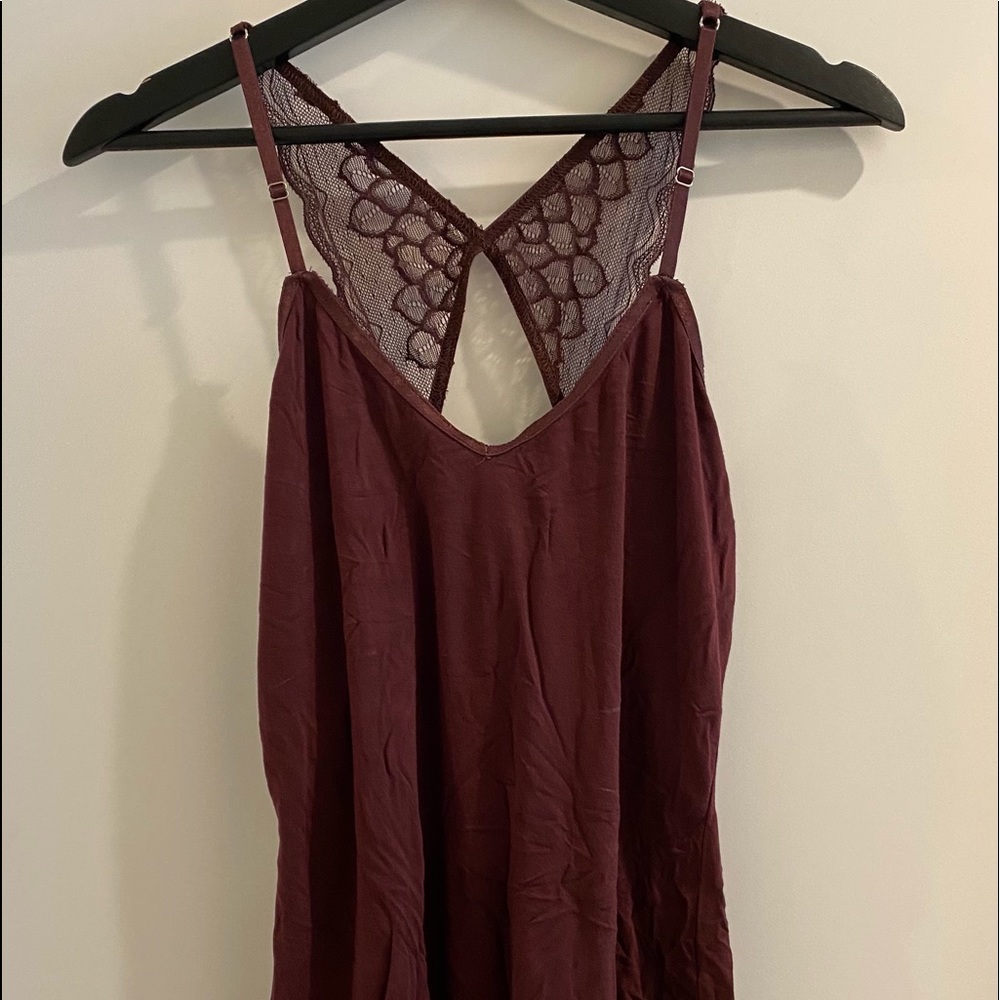 Maroon tank top with lace back